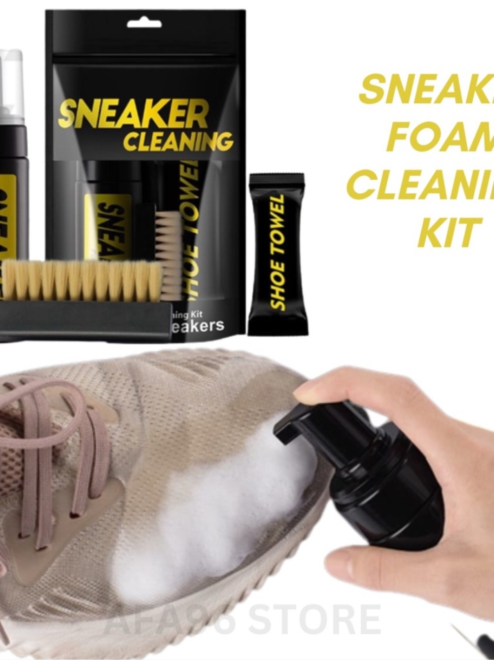 Sneaker Cleaning Foam Kit — Black & Yellow Packaging